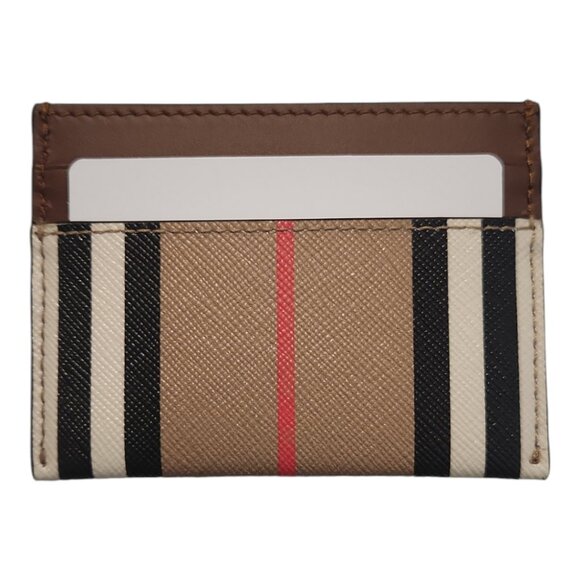 Burberry Sandon Icon Stripe Beige Tan Card Holder | Men's Gift | Unisex - Picture 2 of 8